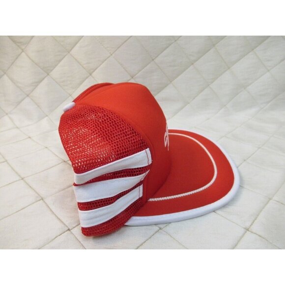 Central Ready Mix Trucker Hat 3 Stripe Snapback Red White Mesh Vtg Nylon 80s - Picture 4 of 7